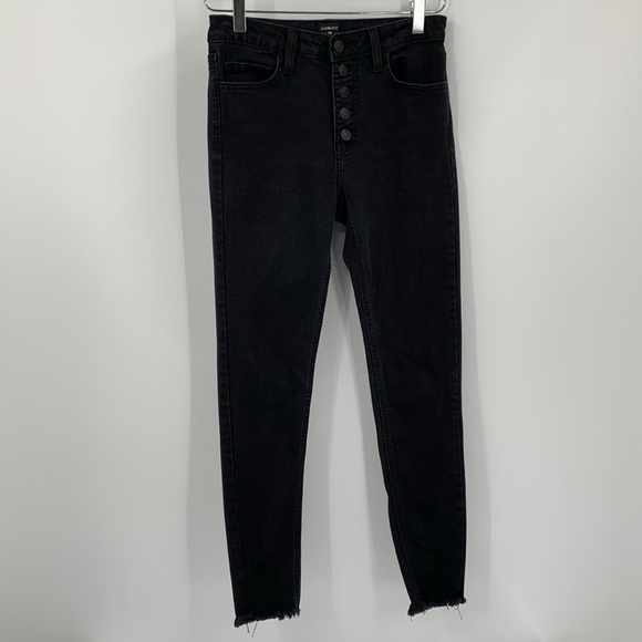 Just black ankle skinny jeans raw frayed hem ankle cropped women stretch 26 - Picture 2 of 6